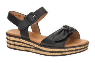Gabor 84.553 Damen Sandalette in Schwarz - schwarz, Keilabsatz, Klettverschluss