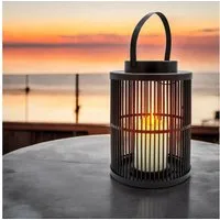 Spetebo LED Solarleuchte rund mit LED Kerze 23 x 18 cm, solarbetrieben, LED fest integriert, warm weiß, zum Aufhängen oder Hinstellen