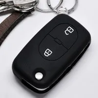 mt-key Schlüsseltasche Autoschlüssel Softcase Silikon Schutzhülle Schwarz, Audi A2 A3 A4 A6 S4 TT S6 bis 2007 2 Tasten Klappschlüssel