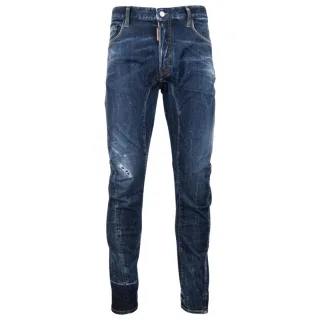 Dsquared2 Tidy Biker Jeans, Leicht Abgenutzter Stil, Blaue Jeans