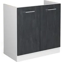 Vicco Unterschrank R-Line, Schwarz Beton/Weiß, 80 cm ohne Arbeitsplatte (1-St)