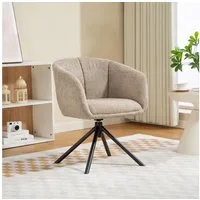 HOMCOM Relaxsessel Sessel Loungesessel mit Metallbeine Lesesessel mit Leinenoptik (Polsterstuhl mit bequemer Sitzschale, 1-St., Drehbarer Akzentstuhl), kuscheliger Bezug, Braun