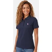 U.S. Polo Assn. Poloshirt USSiirena – Damen Classic Fit kurzarm mit Logo-Stickerei Mit Flachstrick-Kragen, Knopfleiste und elastischer Baumwollmischung