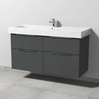 Sanipa 3way Waschtischunterbau zu Geberit iCon Waschtisch mit 4 Auszügen, Anthrazit-Matt UM65522