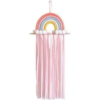 FOUORTUNATE-BEE Hängeaufbewahrung Haarspangen Organizer für Mädchen mit Quasten, Wandaufhängung, Haarschmuck Aufbewahrung für Schleifen & Haarreifen, Deko