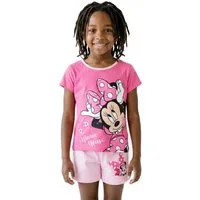 Disney Minnie Mouse Hose & Shorts Disney Minnie Mouse Set Mädchen Sommer Outfit Rosa Kurzarm (Set, Sommer Shorts + T-Shirt Mädchen) Sommer Kinderbekleidung Mädchen Set