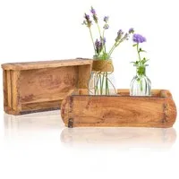 BigDean Holzkiste Ziegelform Vintage Unikat aus recyceltem Altholz – Rustikale Deko-Box (Set, 2 St., Ziegelform), Vintage recycling Ziegelform, Unikat