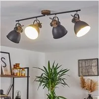 hofstein Deckenleuchte »Verago« industrielle Deckenlampe aus Metall in grau/holzoptik, ohne Leuchtmittel, 4xE27, ØSchirm 15cm, Höhe 26, 5cm, beliebig dreh-/schwenkbar