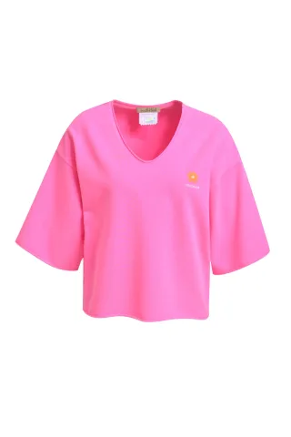 Smith&Soul - Boxy Cropped Sweatshirt Shortsleeve neon pink - Gr. - L