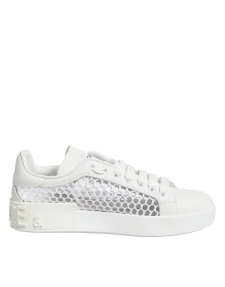 Dolce & Gabbana Weiße Sneakers mit Netz-Einsätzen im Low-Top-Stil