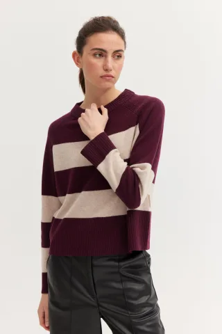 THE FASHION PEOPLE - Chunky Merino striped Pullover vine stripe - Gr. - XL