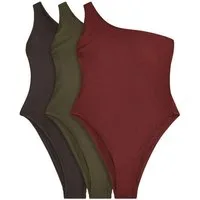 The Set Badeanzug The Set One-Shoulder-Badeanzug, 3er-Pack (3-St)