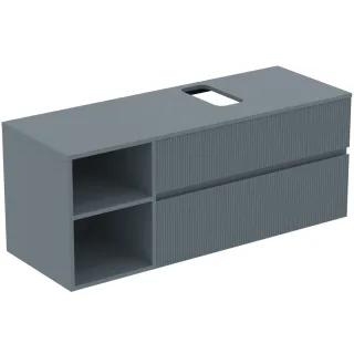 Ideal Standard Waschtischunterschrank Finesse Ausschnitt r/l 1402x505x558mm 2 Auszüge Aschblau matt, E3505UQ