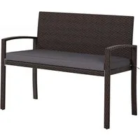 COSTWAY Gartenbank, Rattan 2-Sitzer, Rattanbank mit Kissen & Lehne, 360kg