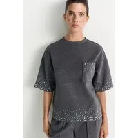 RICHROYAL T-Shirt mit Strass und Perlen, Rundhals