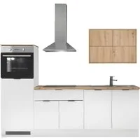 KOCHSTATION Küchenzeile KS-Georgia, mit 38mm starker Arbeitsplatte, Breite 250 cm, wahlweise mit E-Geräten und Kühlschrank