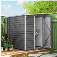 Outsunny Gerätehaus mit Fundament, Pultdach, Fenster, abschließbar Tür, Handschuhe, BxT: 142x184 cm, (Gartenschuppen aus Metall, 1 St., wetterfest Geräteschuppen), 2,3m², für Garten Hinterhof Hellgrau