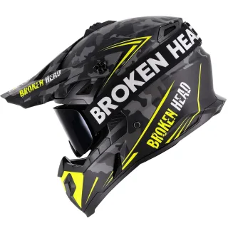 Broken Head Crosshelm Squadron Gelb + MX-Brille Struggler Schwarz