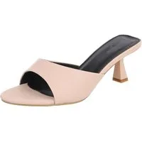Ital-Design Damen Sandale Blockabsatz Slip-On elegant sommerlich Pantolette (91895732) Pfennig-/Stilettoabsatz Sandalen & Sandaletten in Beige