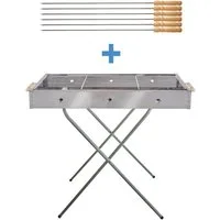 EuroStock Holzkohlegrill freistehender Edelstahl Barbecue Grill