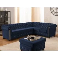 S-Style Möbel Ecksofa Chesterfield L-Form Cleo Blink aus Samt mit Kristallsteppung, mit Wellenfederung