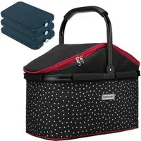 anndora Einkaufskorb thermo Shopper Kühlkorb mit Kühlakkus, 25 l, isolierter Deckel - 3 Kühlakkus - leichter stabiler Alurahmen