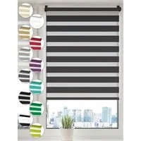 Doppelrollo Klemmfix ohne Bohren Rollos für Fenster und Tür Seitenzugrollo, Sonello, blickdicht, ohne Bohren, freihängend, Klemmfix, 30cm x 130cm Anthrazit Duo Rollo, Jalousie mit Klemmträger