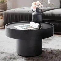 FINEBUY Couchtisch FB92223 Pilzform Metall Schwarz 60x60x36 cm Wohnzimmertisch Rund (60x60x36 cm, Sofatisch Rund Schwarz, Pilzform), Wohnzimmertisch Kaffeetisch Eisen Modern