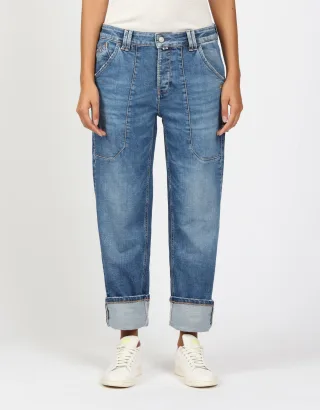 GANG Damen Jeans 94THELMA WORKER - comfort straight fit Jeans midblue