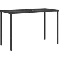 vidaXL Gartentisch, Outdoor Tisch mit Glasplatte Schwarz 115x54x74 cm Poly Rattan
