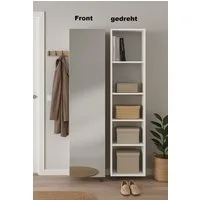 Mäusbacher Schuhschrank drehbar, 5 Fächer, in weiss / Spiegel - 34x190x27 (BxHxT)
