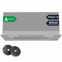 CIARRA Unterbauhaube 60 cm A+++ 704 m³/h Einbauhaube leise Abluft & Umluft LED VM6926AS 60 cm A+++ 704 m³/h Einbauhaube leise Abluft & Umluft LED VM6926AS, Einbau-Dunstabzugshaube aus Edelstahl für Küchenschrank Touch Control