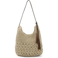 MOPUEA Strandtasche Damen Boho Straw Beach Bag Gehäkelte Strohgeflochten (Set, 1-tlg., Schultertasche Umhängetasche für Partys atmungsaktive Saison), Casual Groß Häkeltasche mit Leder Riemen für Urlaub Stadt Reisen