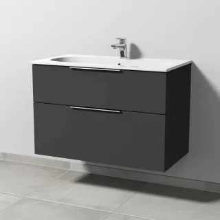 Sanipa 3way Waschtischunterbau zu Geberit Acanto Slim Waschtisch mit 2 Auszügen, Graphit-Matt UP4121B