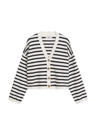 Marc OPolo DENIM - Gestreifter V-Neck-Cardigan relaxed dark blue_multi_02 - Gr. - L