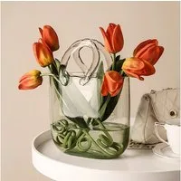 Muxing Dekovase Glasvase Handtasche Dekovase Blumen Vase Mini Aquarium klar (1 St)