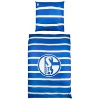 FC Schalke 04 Bettwäsche 200×135 cm Streifen 100 % Baumwolle, 100% Baumwolle, Inklusive Aufbewahrungsbeutel aus Baumwolle