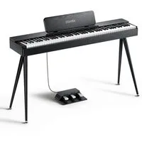 Donner Digitalpiano DDP 80 Upgrade Gewichtete Tasten mit Konzertstrings und Orgelklang (Set, mit Notenständer, Dreifachpedal, Netzteil), für Anfänger,Elektrisches Tastaturklavier zu Hause,128 Polyphonie