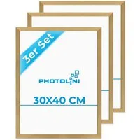 PHOTOLINI Bilderrahmen 3er Set modern mit bruchsicherem Acrylglas, Holz MDF, Fotos & Poster, für 3 Bilder (3er Set), Posterrahmen 30x40 cm zum Aufhängen