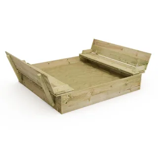 Sandkasten Flippey 150x165x30 cm mit klappbarem Deckel - Wetterfester Holz Spielplatz für Kinder - Garten Spielzeug Bausatz - Wickey