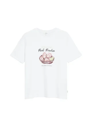 s.Oliver Red Label - T-Shirt mit Frontprint weiß - Gr. - 44