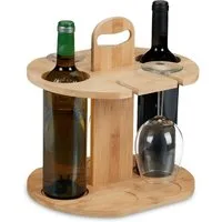 relaxdays Weinflaschenhalter Weinbutler aus Bambus