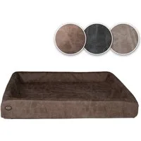 SABRO Hundekorb KUDDE Orthopädisch - Waschbar & Wasserabweisend - Ergonomisch aus, Wildlederoptik, Premium Hundebett mit wechselbarem Bezug für jede Hundegröße