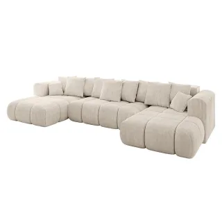 Altdecor Wohnlandschaft, Beige, Kunststoff, 6-Sitzer, U-Form, 405x90x185 cm, Wohnzimmer, Sofas & Couches, Wohnlandschaften, Wohnlandschaften in U-Form