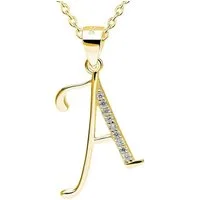 AMERITA Kette mit Anhänger Damen Buchstabenkette A 925 Sterling Silber vergoldet Geschenk, (inkl. Luxus Schmucketui), Geschenkidee für Frauen Damen