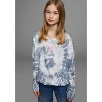 KIDSWORLD Fledermausshirt Batik-Optik Shirt Langarm, mit Gummizug am Saum, stylischer Aufdruck