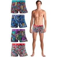 TEXEMP Boxershorts 4er Pack Herren Boxershorts Baumwolle Unterwäsche Unterhose Retro (4-St) Atmungsaktiv & Pflegeleicht