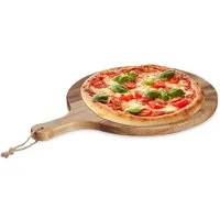 relaxdays Pizzaschneidebrett Pizzabrett aus Akazienholz, Holz
