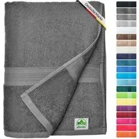 leevitex® Saunatuch, 80x200 cm, 100% Baumwolle, saugstark und fusselfrei, Frottee (1-St), OEKO-TEX® STANDARD 100 zertifiziert, gestreifte Bordüre