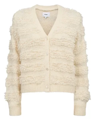 Nümph - Strickjacke mit Fransen weiß - Gr. - M